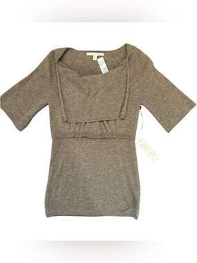 Jenny Han Sweater XS Wool Cashmere Taupe Brown Layered Bell Sleeve NWT